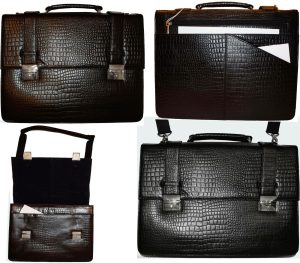 Crocodile Skin Printed Leather Briefcase Black Business Attaché case New sac bag - Image 3