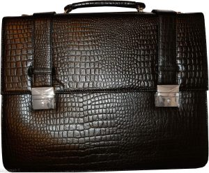 Crocodile Skin Printed Leather Briefcase Black Business Attaché case New sac bag - Image 4