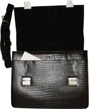 Crocodile Skin Printed Leather Briefcase Black Business Attaché case New sac bag - Image 6