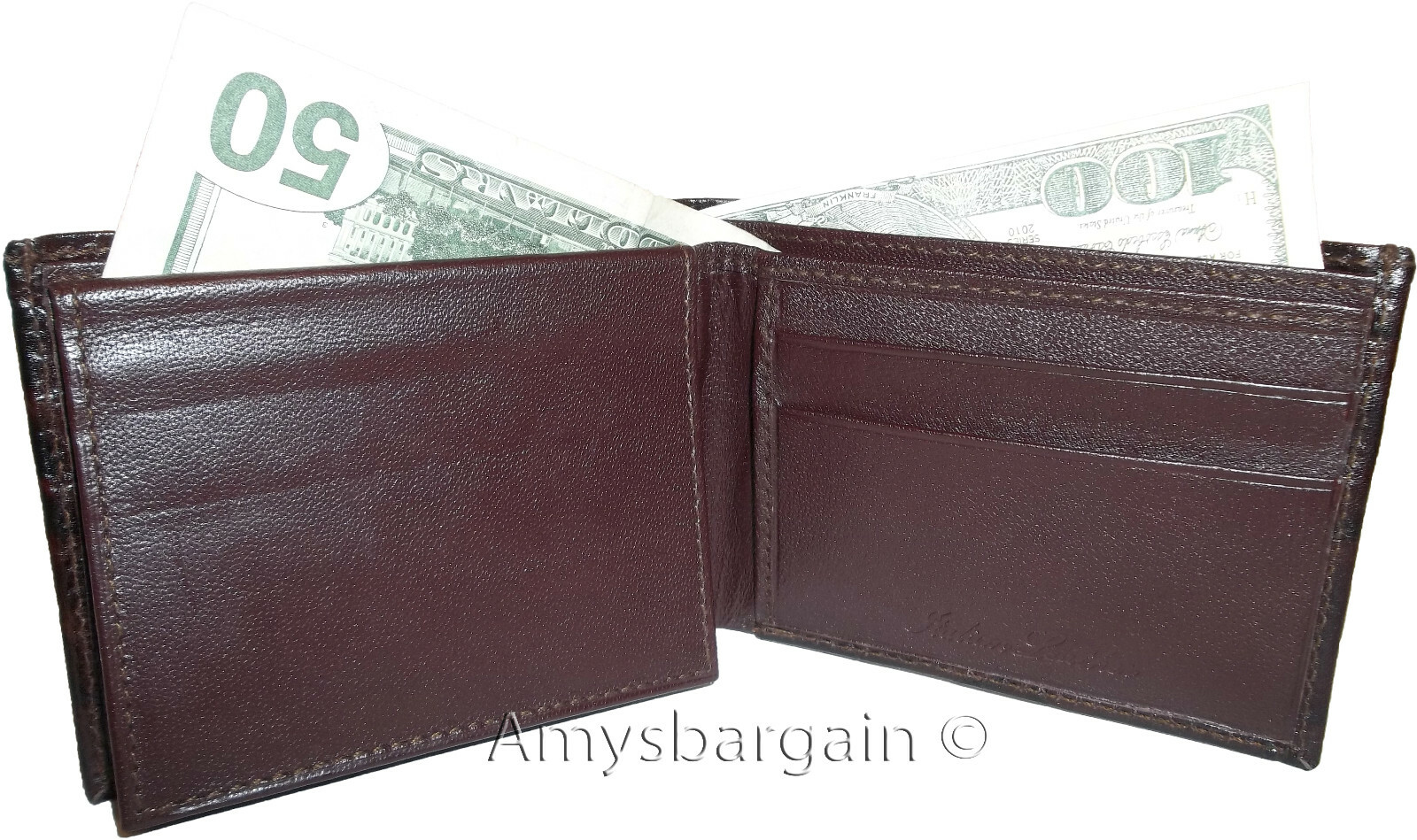 Crocodile Skin Printed brown leather man's bi fold wallet 2 bil slots 6 card ID - Image 4