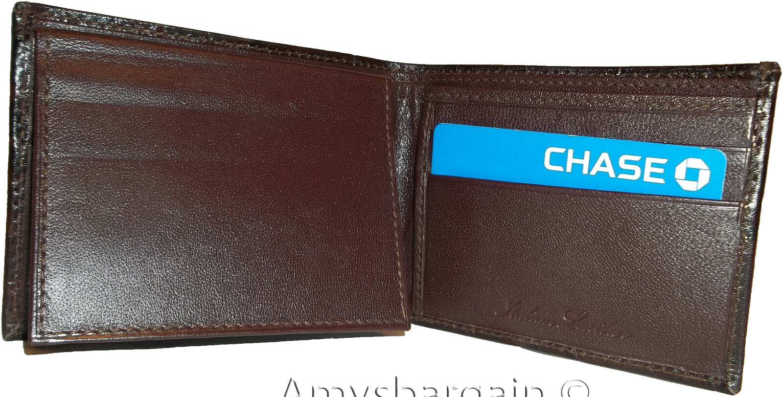 Crocodile Skin Printed brown leather man's bi fold wallet 2 bil slots 6 card ID - Image 6