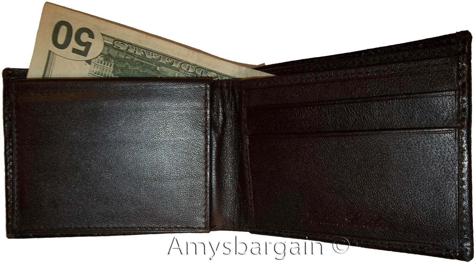 Crocodile Skin Printed brown leather man's bi fold wallet 2 bil slots 6 card ID - Image 8