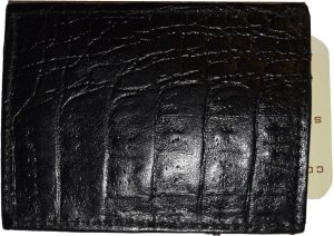 Crocodile skin printed leather money clip black bifold billfold new lot of 3 - Image 11