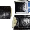Crocodile skin printed leather money clip black bifold billfold new lot of 3