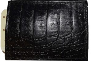 Crocodile skin printed leather money clip black bifold billfold new lot of 3 - Image 8