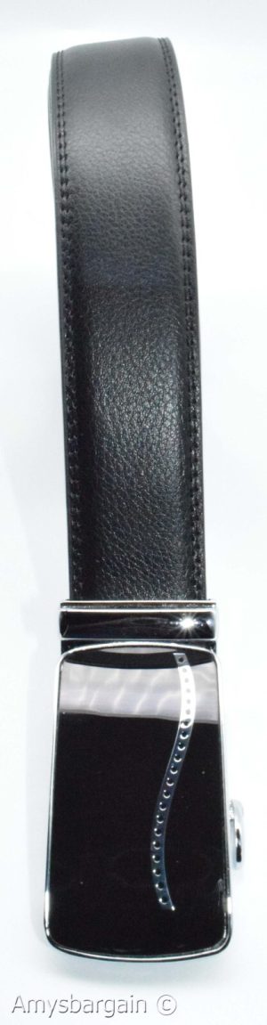 Genuine leather men's ratchet belt men’s casual adjustable automatic buckle 50” - Image 8