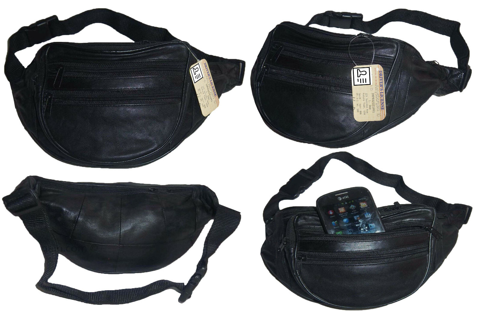 Lat of 2 New Leather waist pouch waist bag leather bag new Fanny pack strap bag - Image 3