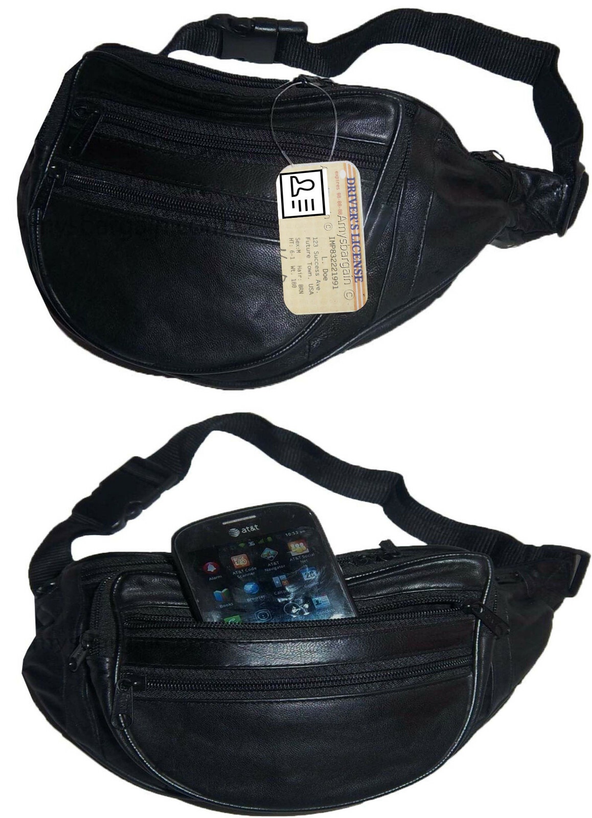 Lat of 2 New Leather waist pouch waist bag leather bag new Fanny pack strap bag - Image 4