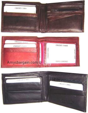 Leather 2-in-1 man's wallet 9 credit card space zip change purse sued lined bnwt