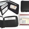 Leather RFID wallet Men's zip around leather 2 billfolds 7 card ID change in Box