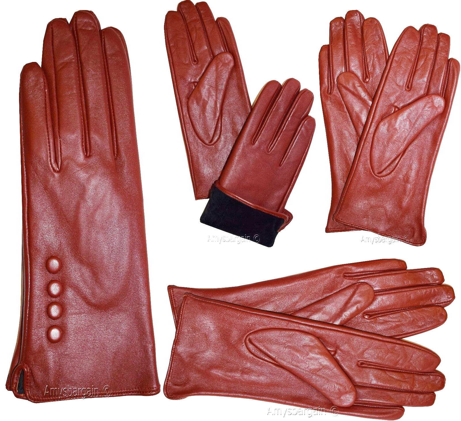 Leather gloves. Woman's Size (L) Red Leather Red winter Gloves. Dress Gloves BN - Image 3