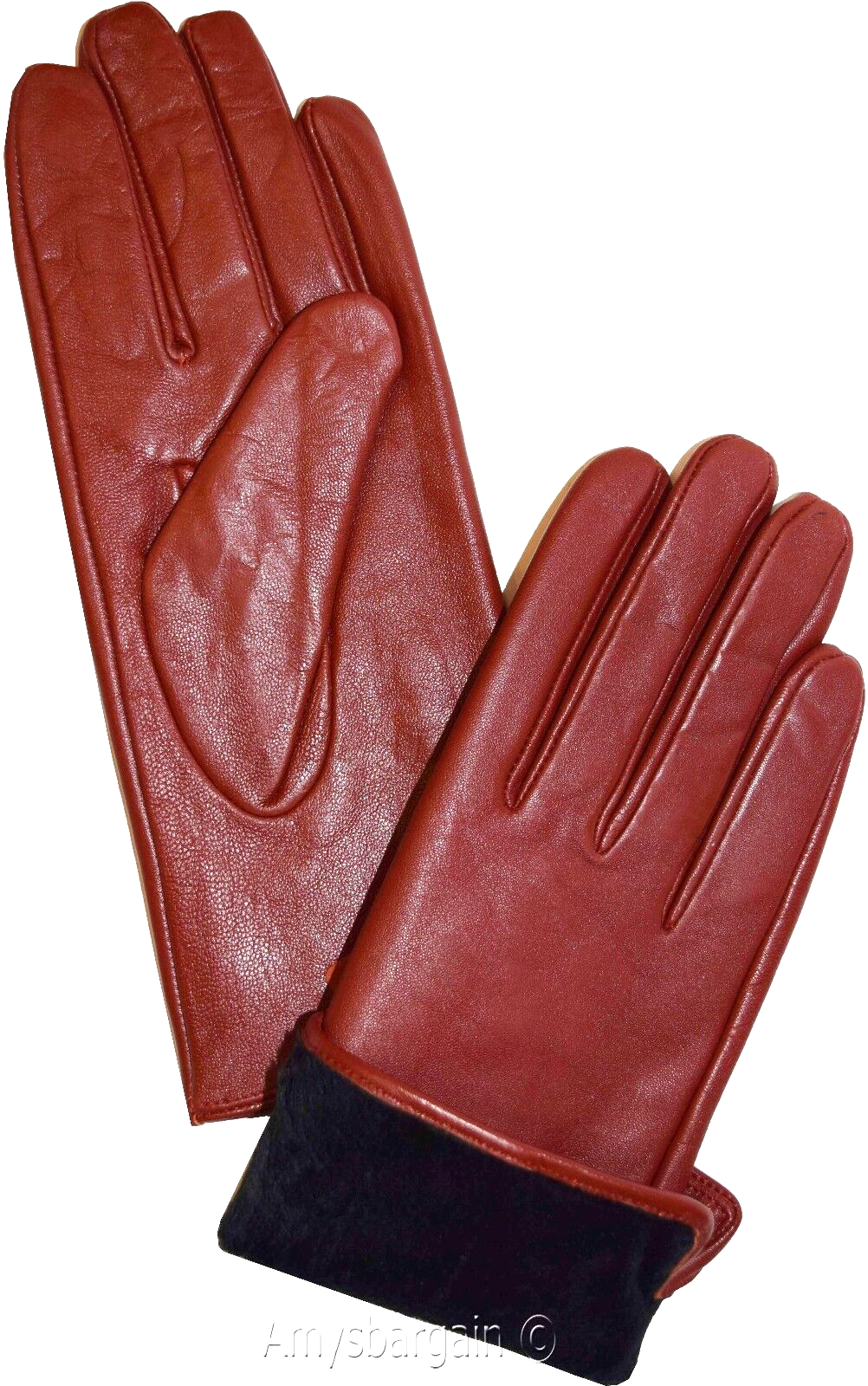 Leather gloves. Woman's Size (L) Red Leather Red winter Gloves. Dress Gloves BN - Image 4