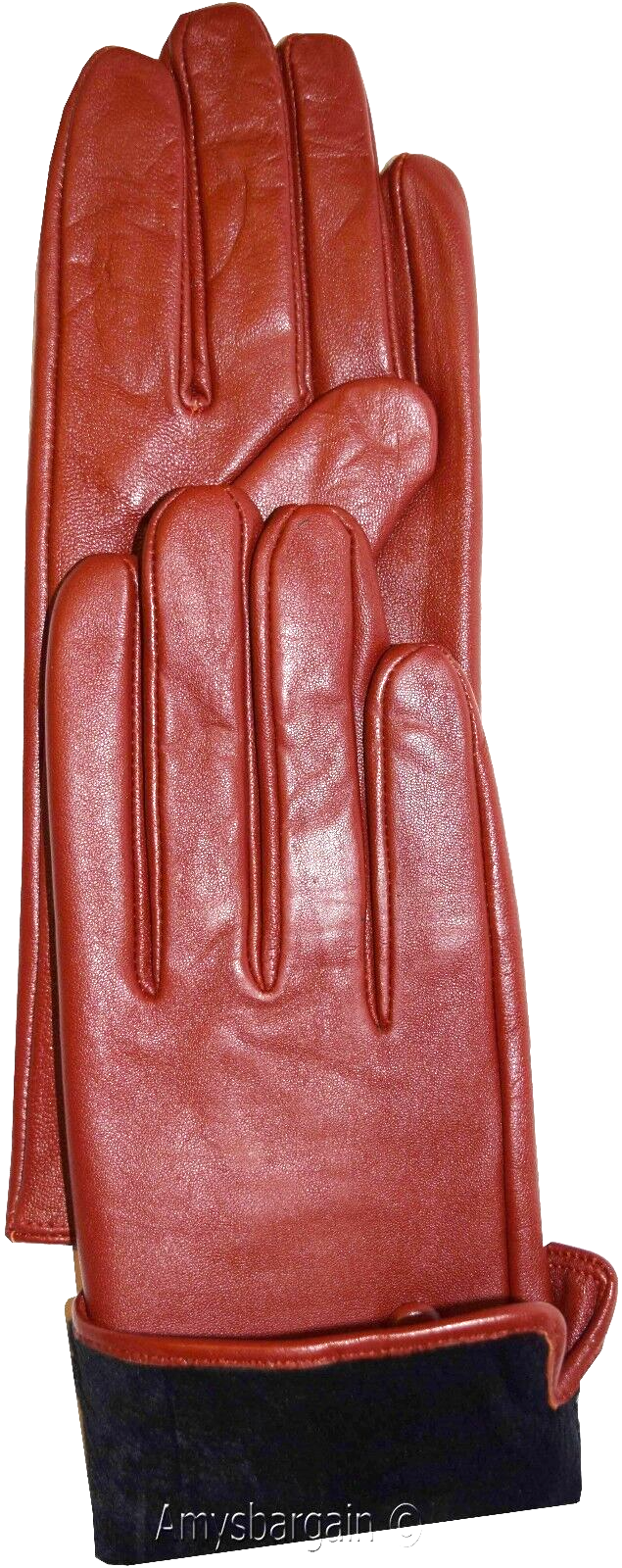 Leather gloves. Woman's Size (L) Red Leather Red winter Gloves. Dress Gloves BN - Image 5