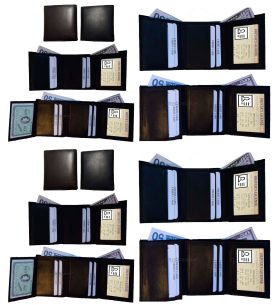 Lot of 12 Man's Trifold wallet genuine calfskin Leather credit card 2 bill slot