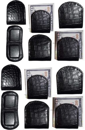 Lot of 12 New Black Crocodile printed leather Unbranded money clip Clip  Money