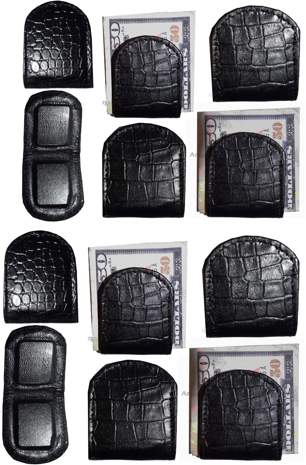 Lot of 12 New Black Crocodile printed leather Unbranded money clip Clip Money