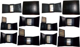 Lot of 12 New Trifold Leather Man’s wallet 2 ID 2 billfold Black 6 card wallets