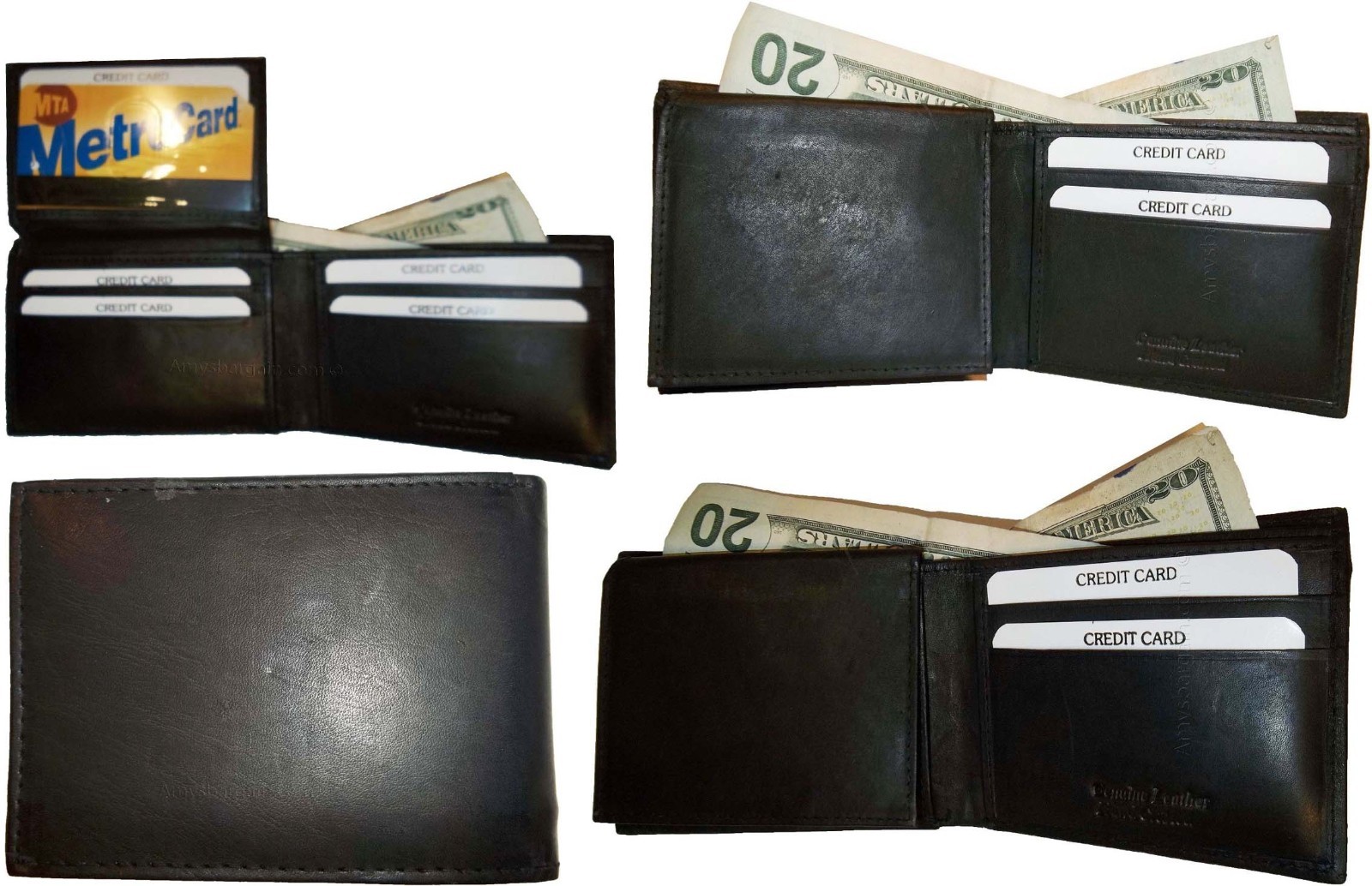 Lot of 12 New style leather man's wallet 2 bill slots 1 zip 4 credit cards ID BN - Image 6