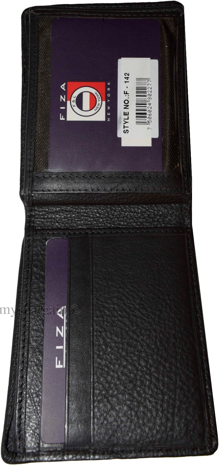 Lot of 2 FIZA NY Leather men's Bifold Black wallets 2 card center pieces 3 IDs - Image 4