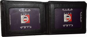 Lot of 2 FIZA NY Leather men's Bifold Black wallets 2 card center pieces 3 IDs - Image 5