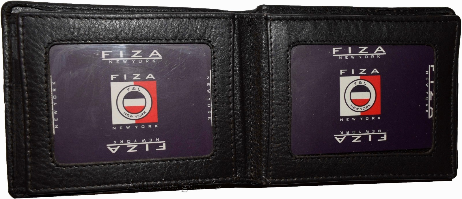 Lot of 2 FIZA NY Leather men's Bifold Black wallets 2 card center pieces 3 IDs - Image 7
