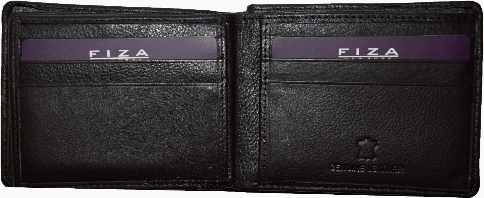 Lot of 2 FIZA NY Leather men's Bifold Black wallets 2 card center pieces 3 IDs - Image 8