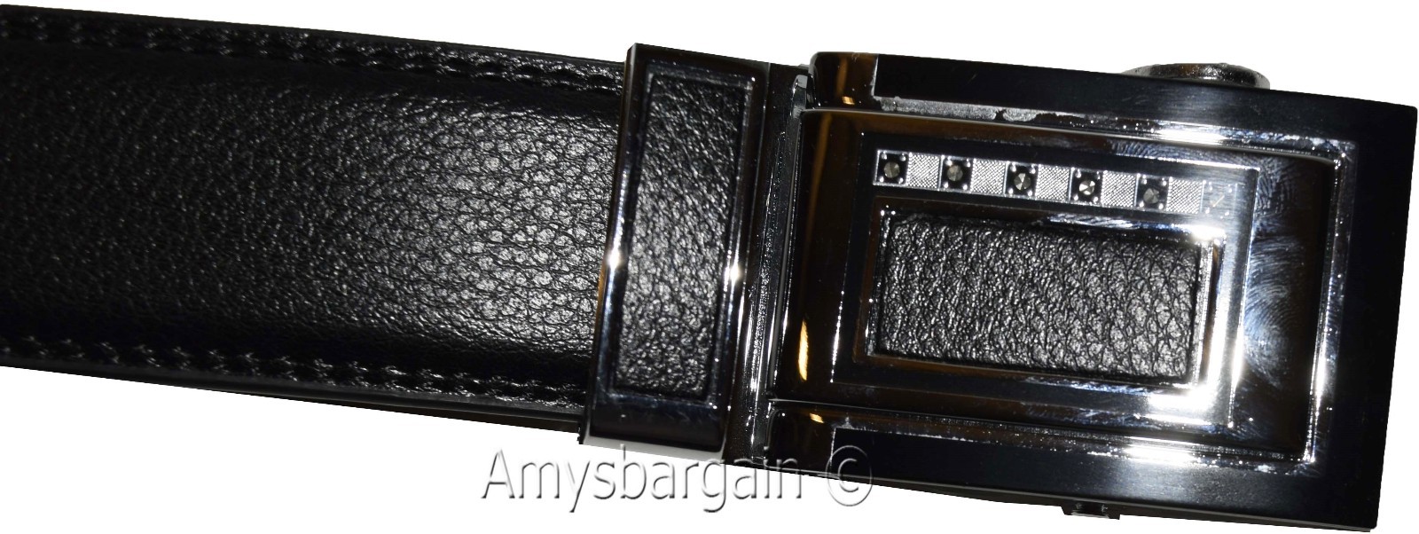 Lot of 2 Men's Belt Black Leather Automatic lock belt Up to 44 inches Dress belt - Image 12