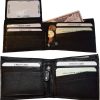 Lot of 2 Men's Bifold Leather wallet 3 bill slots 10 card spaces Zip coin case