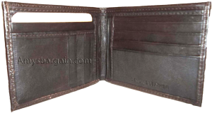 Lot of 2 Men's Bifold genuine leather Wallet Brown 2 Billfold pockets 14 card - Image 3