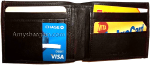 Lot of 2 Men's Bifold genuine leather Wallet Brown 2 Billfold pockets 14 card - Image 4