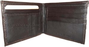 Lot of 2 Men's Bifold genuine leather Wallet Brown 2 Billfold pockets 14 card - Image 5
