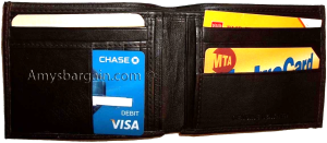 Lot of 2 Men's Bifold genuine leather Wallet Brown 2 Billfold pockets 14 card - Image 7