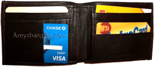 Lot of 2 Men's Bifold genuine leather Wallet Brown 2 Billfold pockets 14 card - Image 10