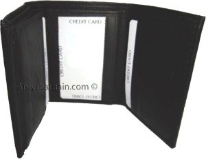 Lot of 2 Men's Genuine Leather Trifold Wallet Black 1 ID 9 card 2 bill slots - Image 10