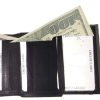 Lot of 2 Men's Genuine Leather Trifold Wallet Black 1 ID 9 card 2 bill slots