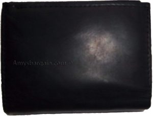 Lot of 2 Men's Genuine Leather Trifold Wallet Black 1 ID 9 card 2 bill slots - Image 4