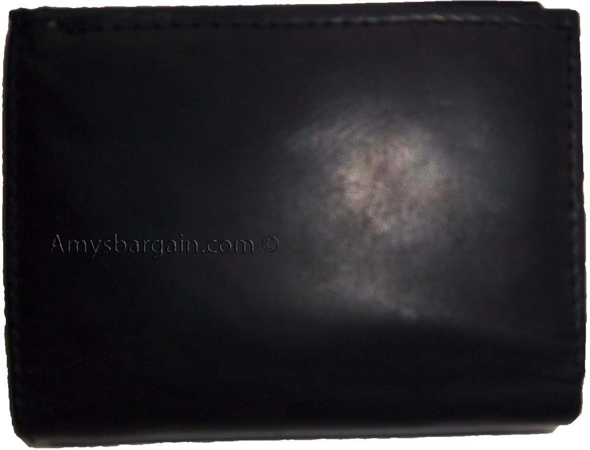 Lot of 2 Men's Genuine Leather Trifold Wallet Black 1 ID 9 card 2 bill slots - Image 5