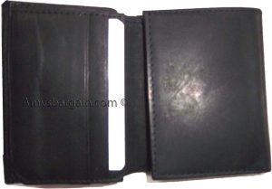 Lot of 2 Men's Genuine Leather Trifold Wallet Black 1 ID 9 card 2 bill slots - Image 7