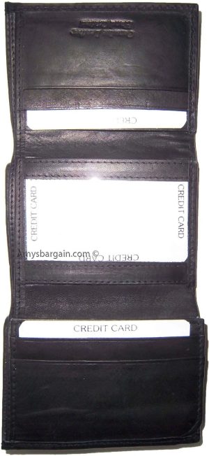 Lot of 2 Men's Genuine Leather Trifold Wallet Black 1 ID 9 card 2 bill slots - Image 8