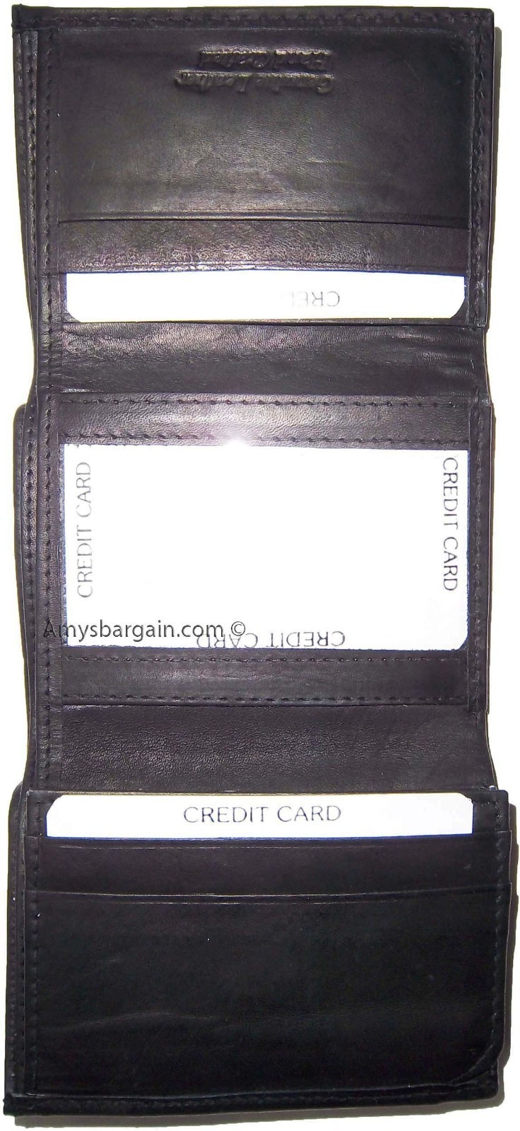 Lot of 2 Men's Genuine Leather Trifold Wallet Black 1 ID 9 card 2 bill slots - Image 9