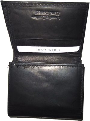 Lot of 2 Men's Genuine Leather Trifold Wallet Black 1 ID 9 card 2 bill slots - Image 9