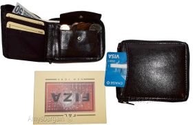Lot of 2 Men's Zip around Leather Wallet. Buff leather zip around wallet in box