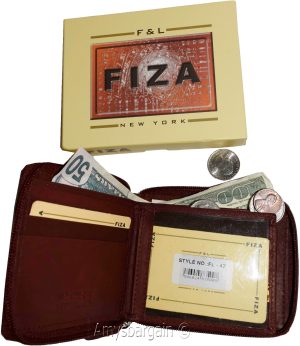 Lot of 2. Men's zip around Leather Wallet. Bifold zip wallet. Fiza wallet in box - Image 5