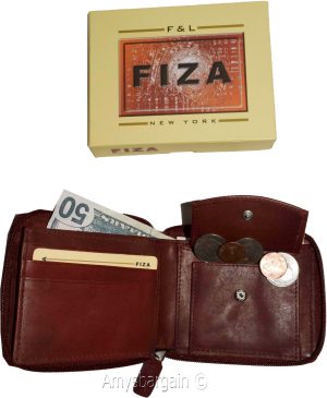 Lot of 2. Men's zip around Leather Wallet. Bifold zip wallet. Fiza wallet in box - Image 6