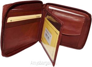 Lot of 2. Men's zip around Leather Wallet. Bifold zip wallet. Fiza wallet in box - Image 7