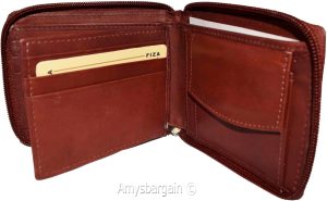 Lot of 2. Men's zip around Leather Wallet. Bifold zip wallet. Fiza wallet in box - Image 8