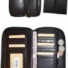 Lot of 2 New Black Zip Around checkbook wallet 14 credit card change purse ID BN
