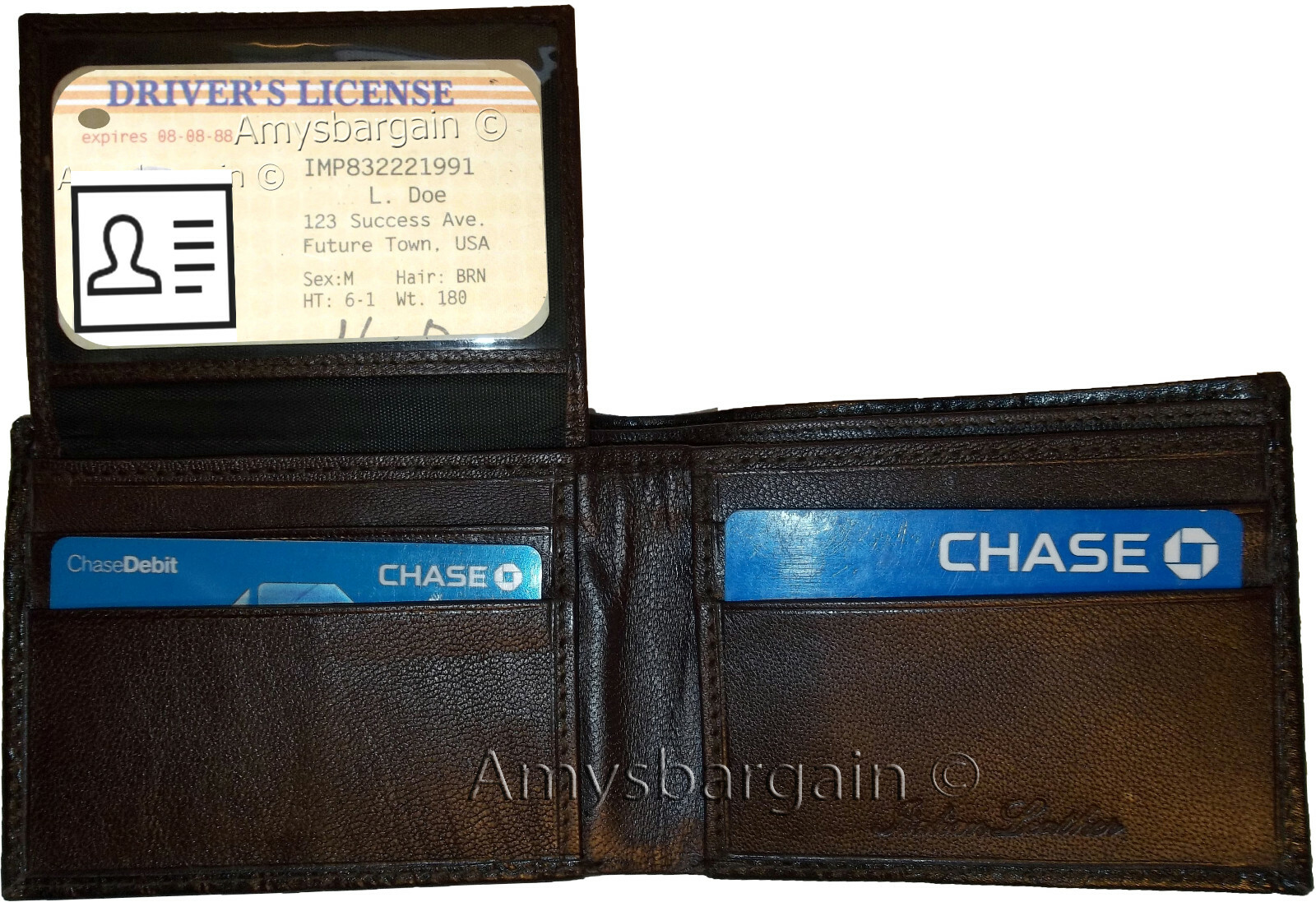 Lot of 2 New Crocodile Skin Printed Leather man's bi fold wallet 6 cards ID # 5. - Image 11