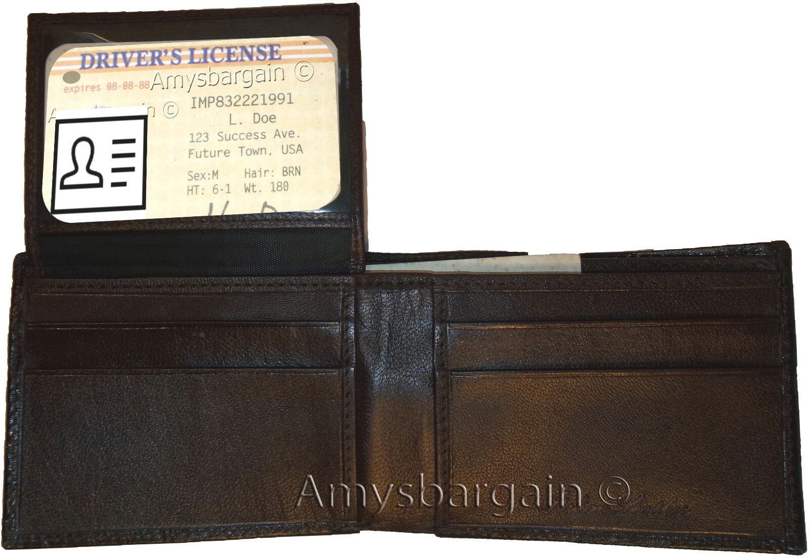 Lot of 2 New Crocodile Skin Printed Leather man's bi fold wallet 6 cards ID # 5. - Image 12