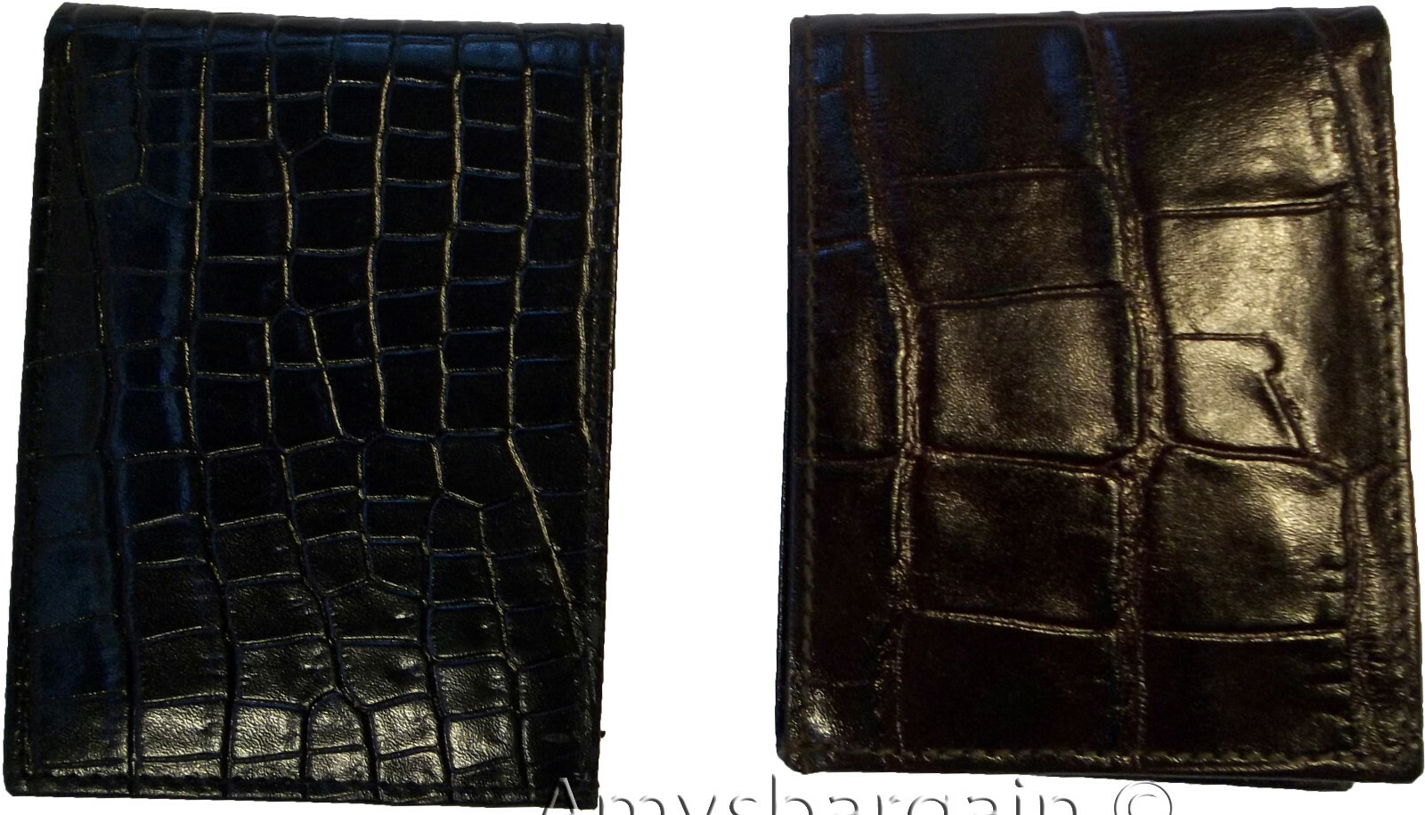 Lot of 2 New Crocodile Skin Printed Leather man's bi fold wallet 6 cards ID # 5. - Image 13